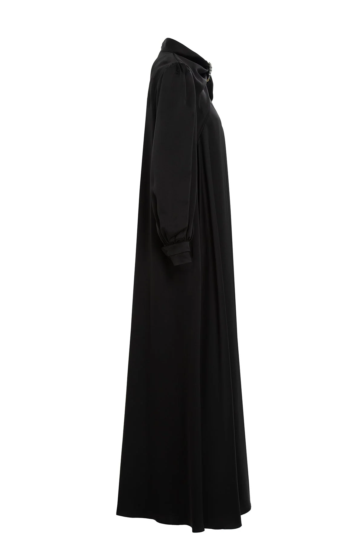 Anthracite Embroidered-Collar Bow-Detail Maxi Dress - Image 3