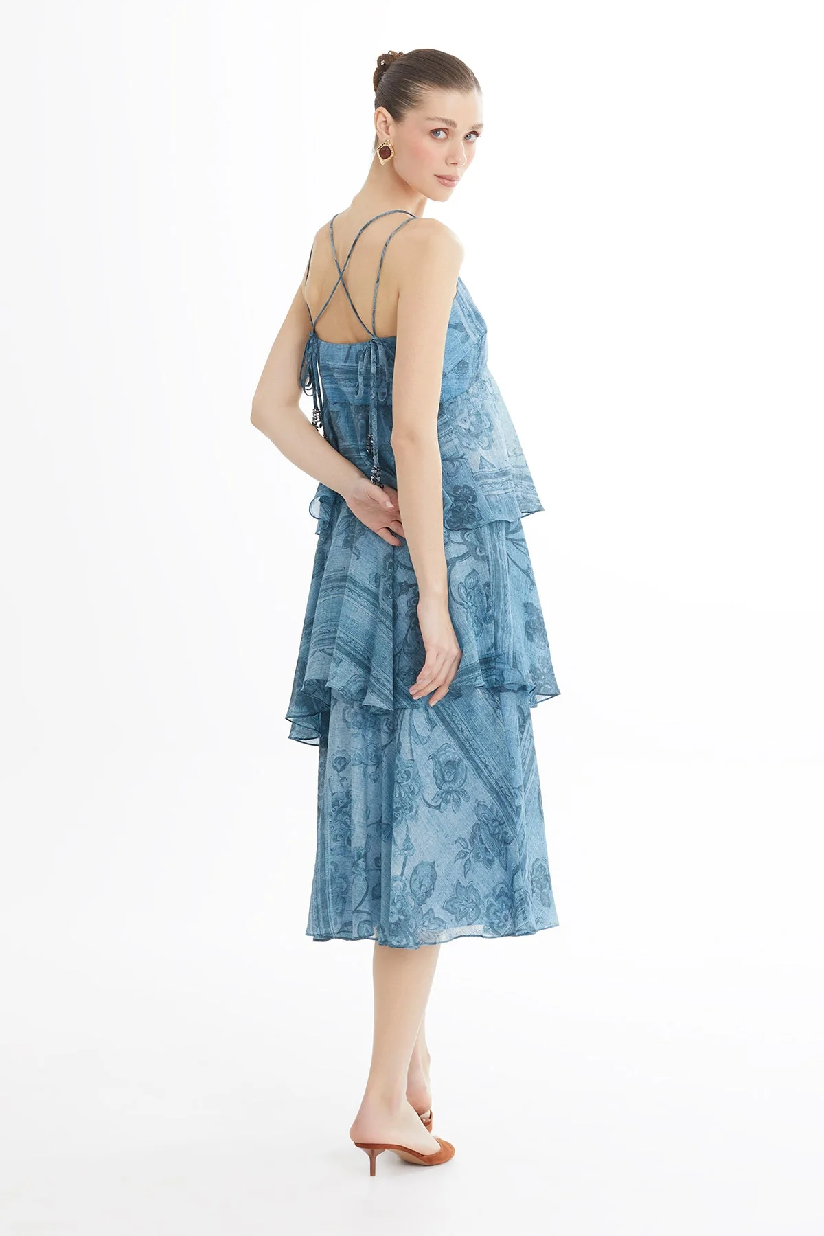 Back-Strap Tiered Midi Dress - Image 3