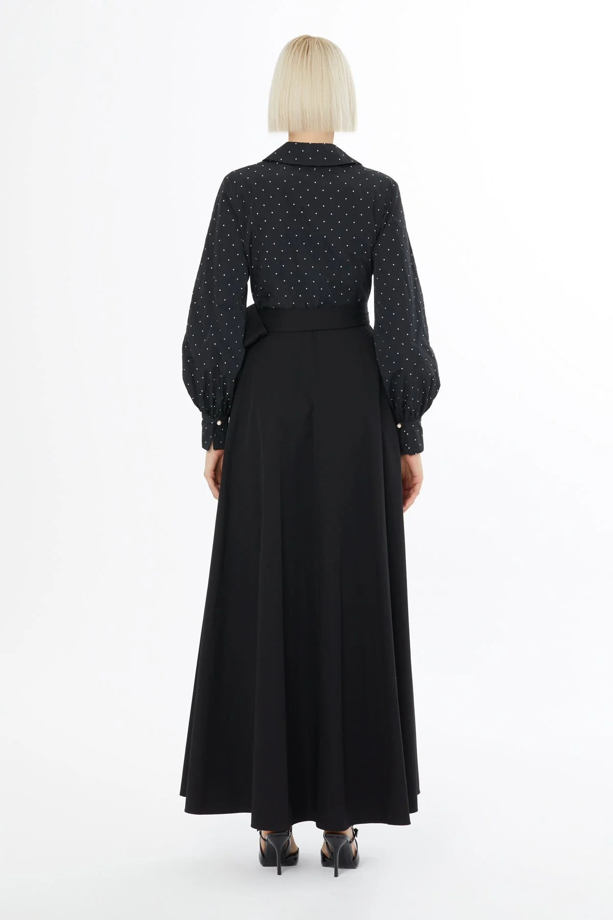 Balloon Sleeve Black Long Dress - Image 4