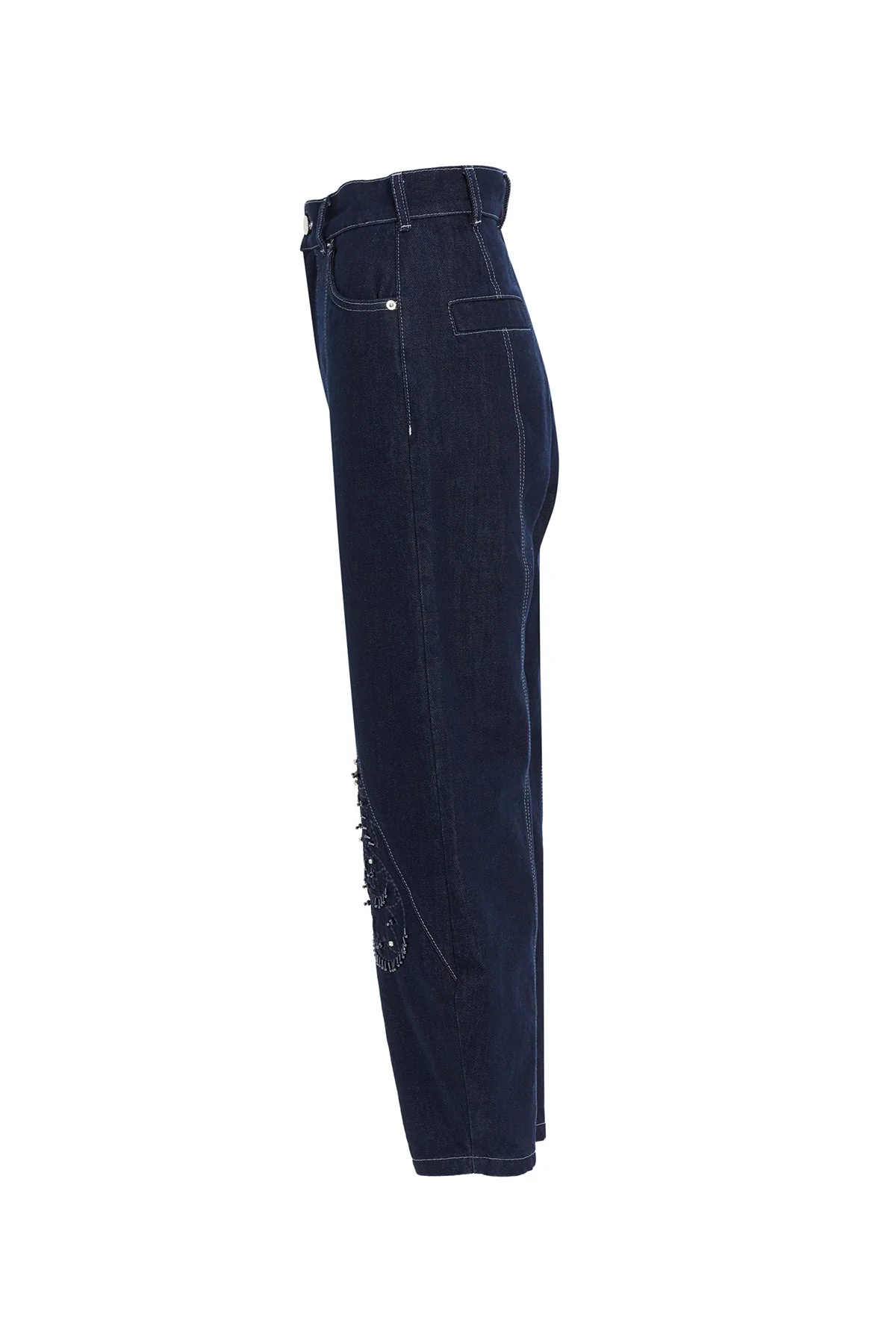 Beaded Embroidered Tapered Jeans - Image 6