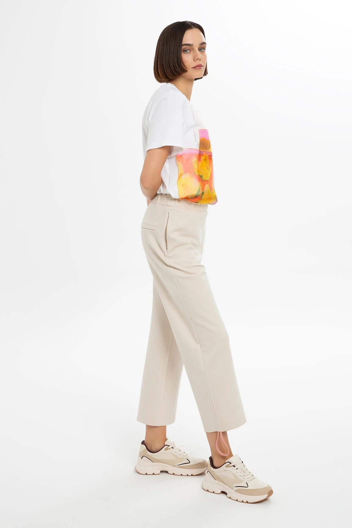Beige Ankle-Length Sweatpants - Image 3