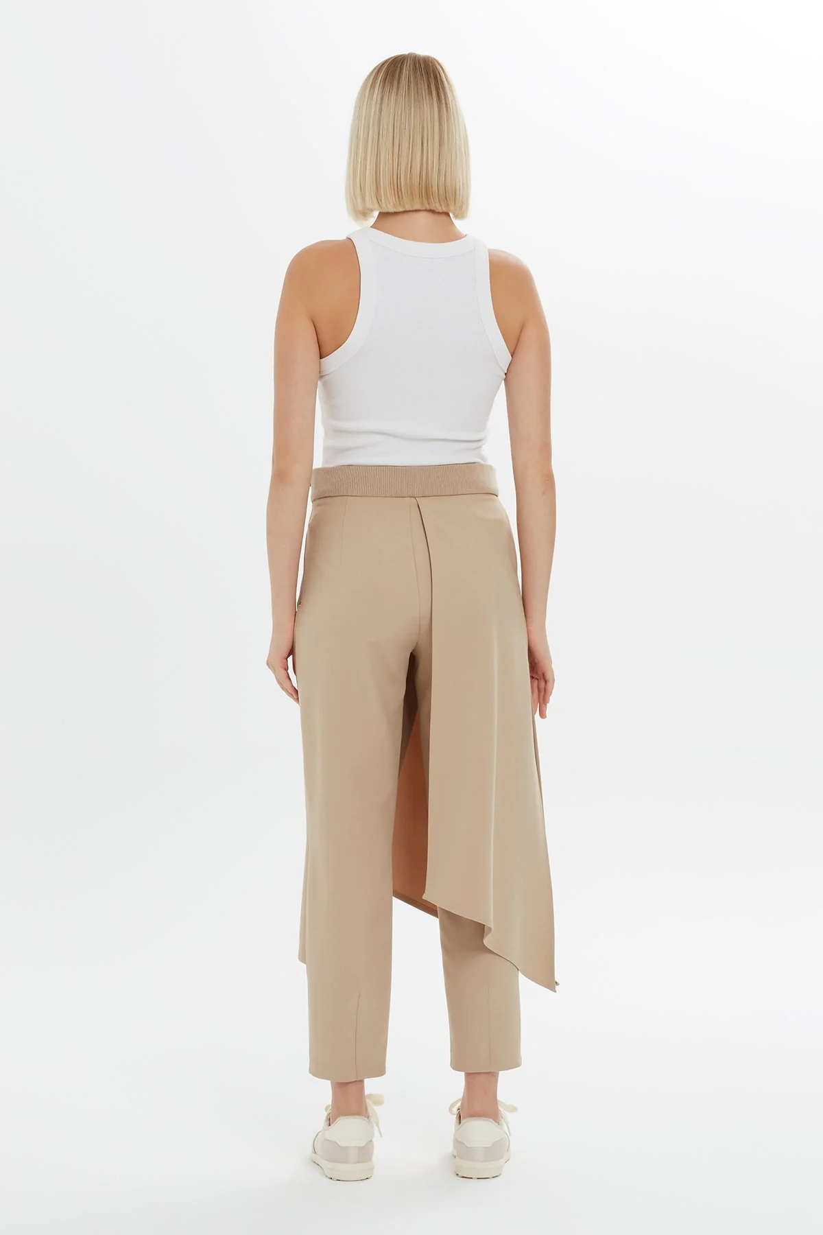 Beige Asymmetric Detail Pants - Image 4