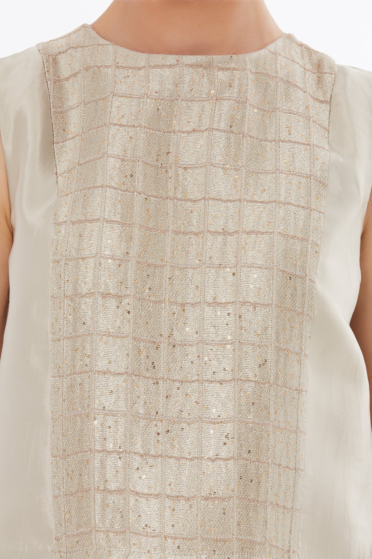Beige Asymmetric Sequin Blouse - Image 3