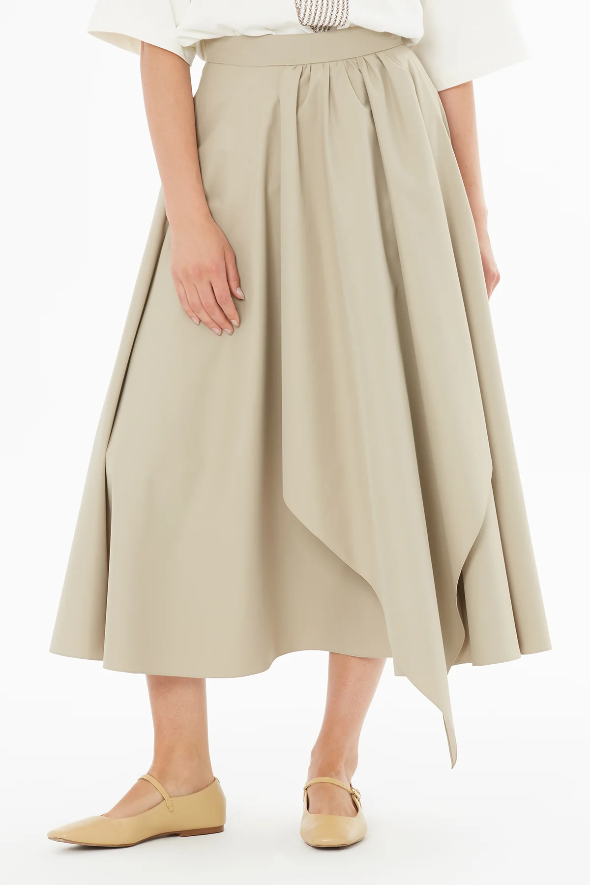 Asymmetric Skirt with Gathered Detail - Image 3