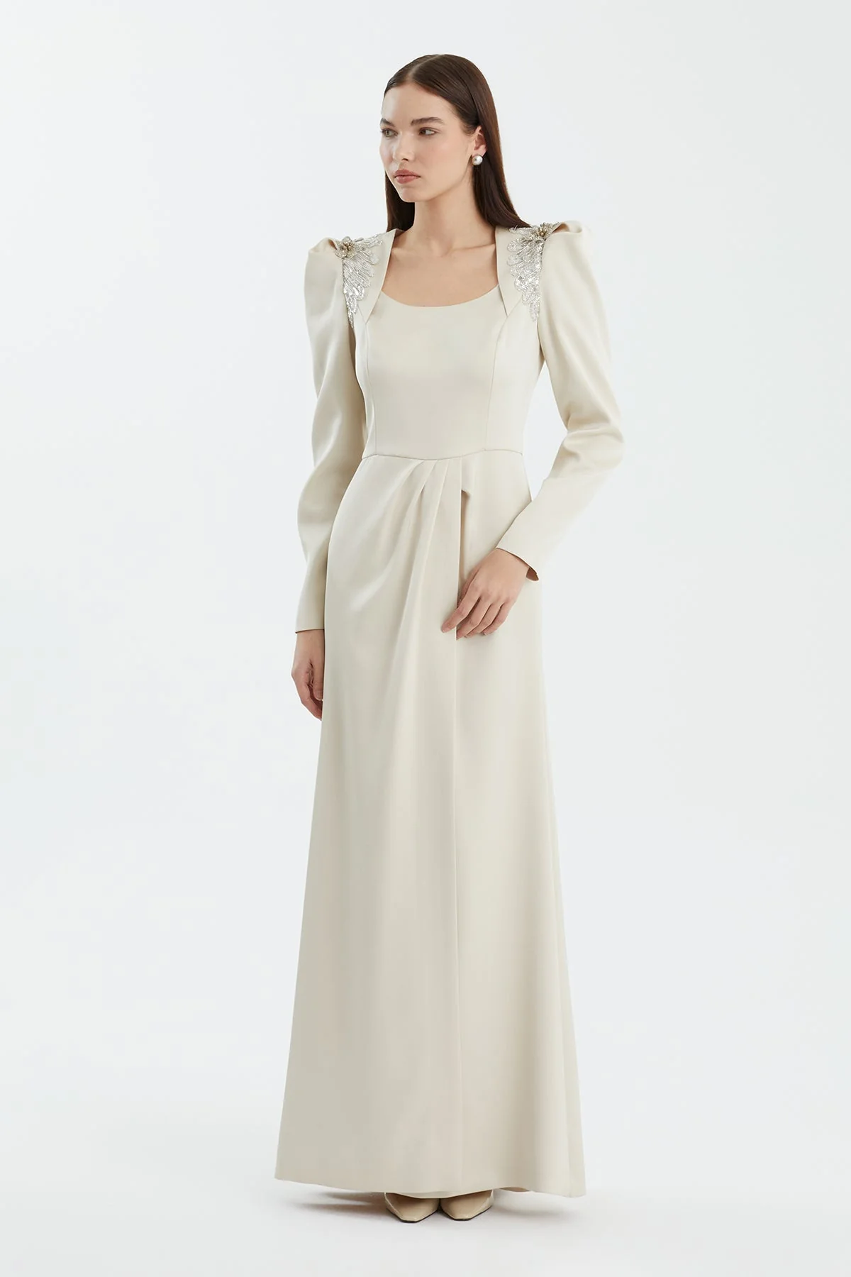 Beige Baige Embellished Slit Detail Dress - Image 3