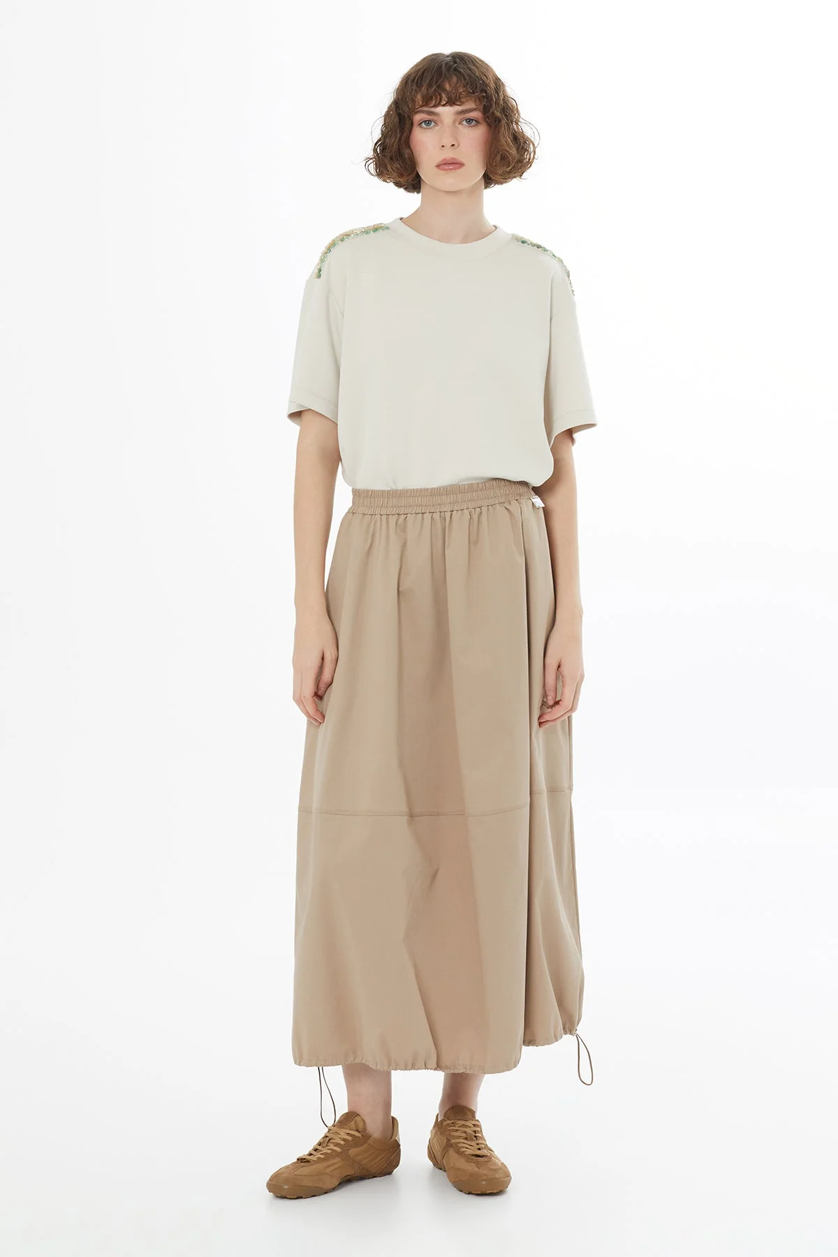 Beıge Balloon Silhouette Pocket Skirt - Image 4
