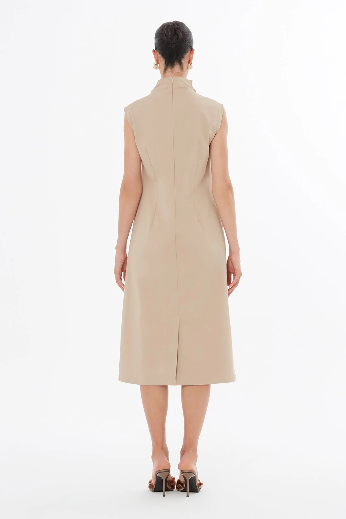 Beige Beaded Midi Dress - Image 5