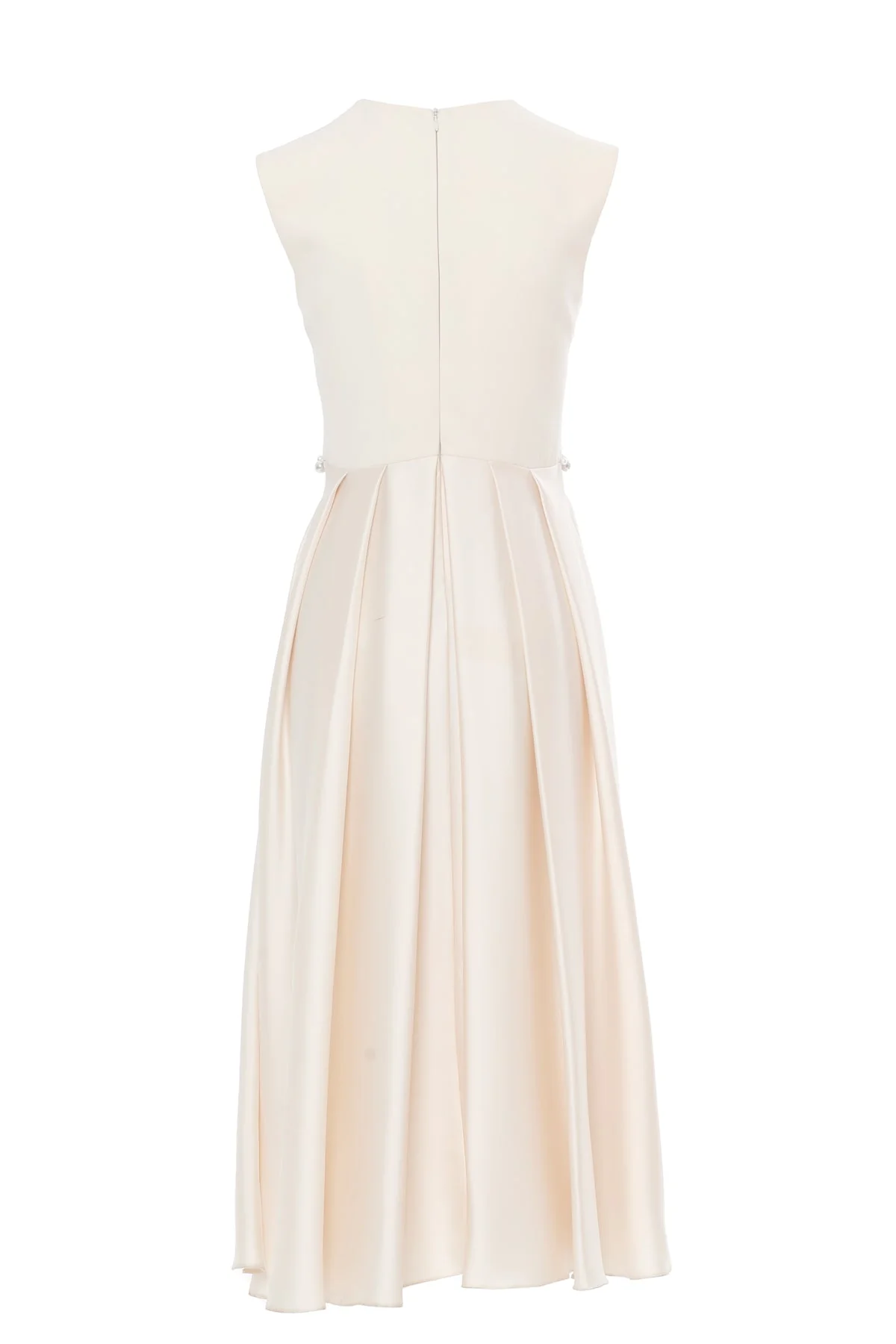 Beige Beaded-Pleat Midi Dress - Image 3