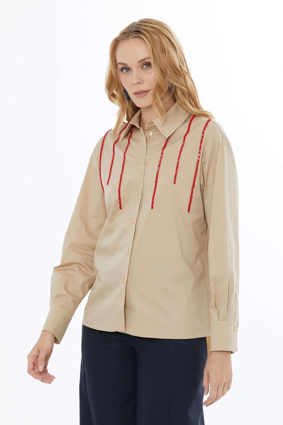 Beige Beaded Shirt - Image 3