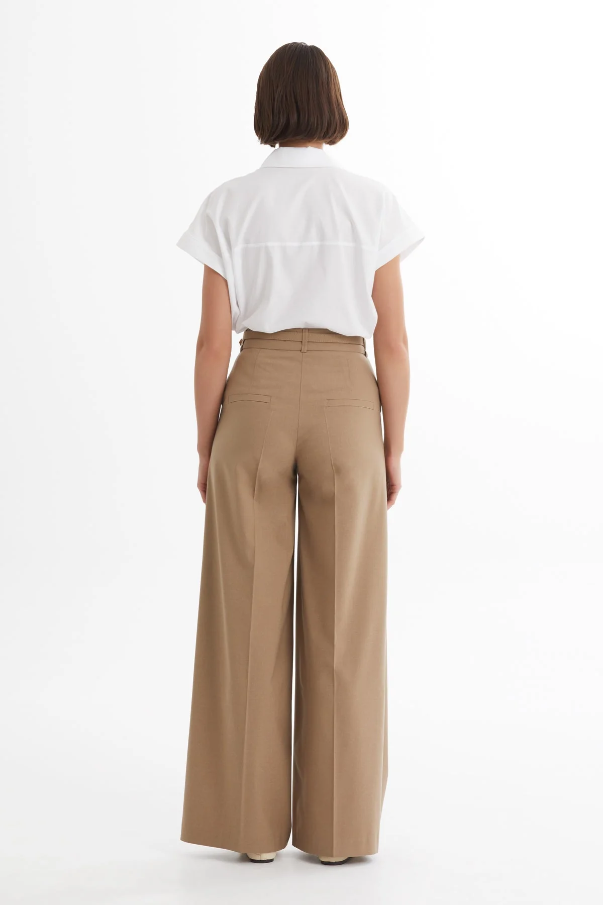 Beige Belt-Detail Straight-Leg Trousers - Image 4