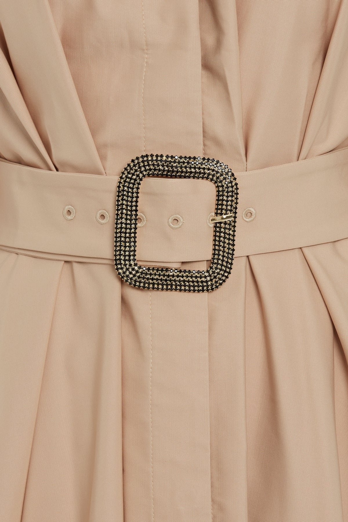 Beige Belted Long-Sleeve Maxi Dress - Image 2