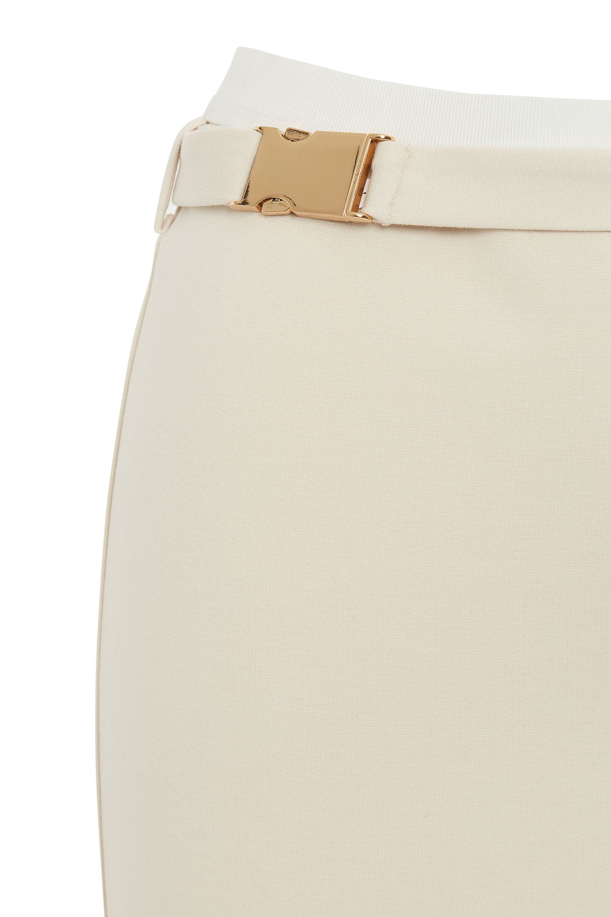 Beige Belted Midi Pencil Skirt - Image 2