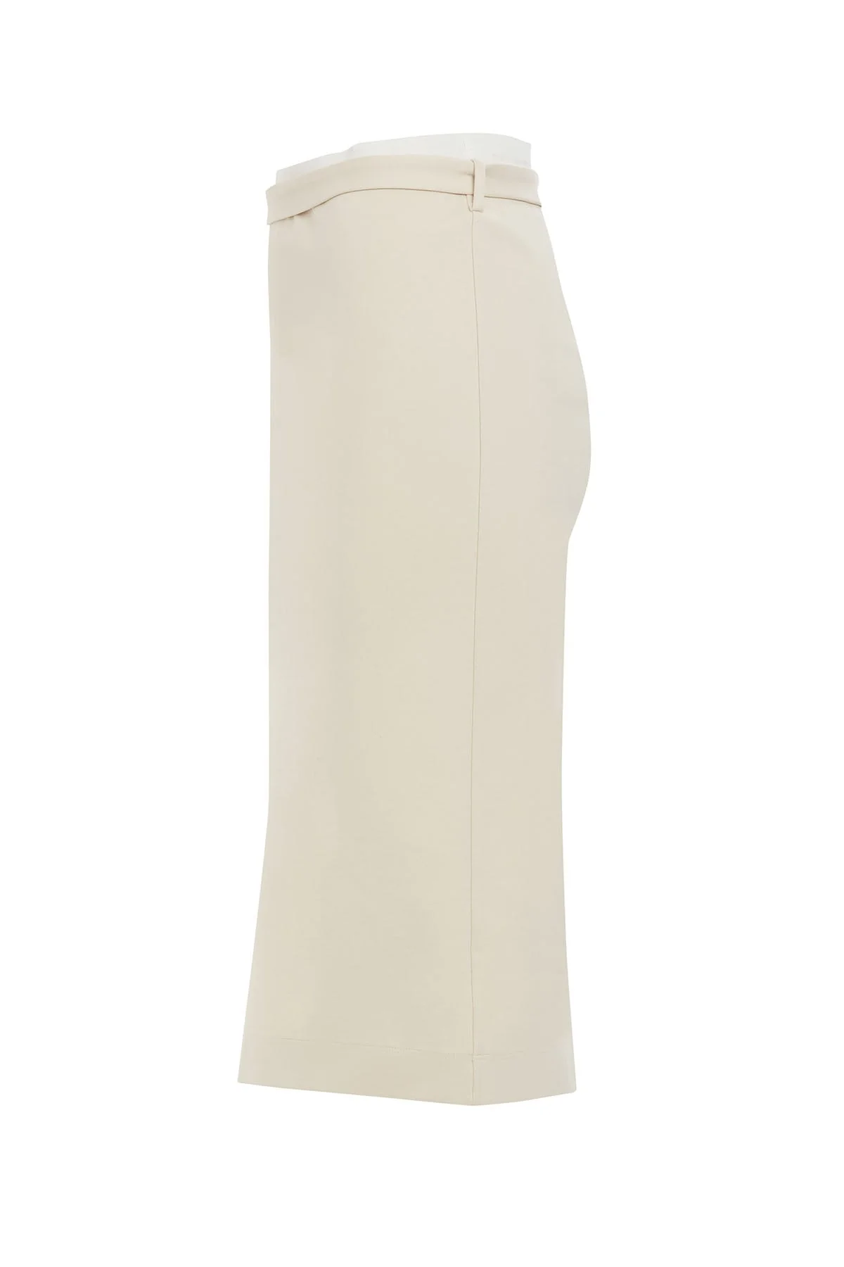 Beige Belted Midi Pencil Skirt - Image 3
