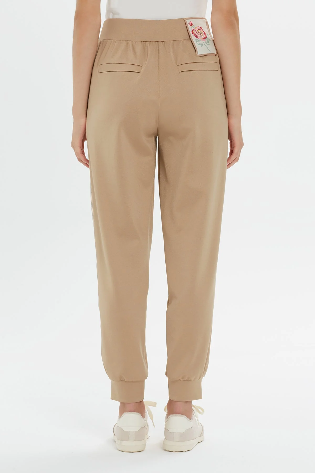 Beige Carrot Fit Drawstring Sweatpants - Image 4