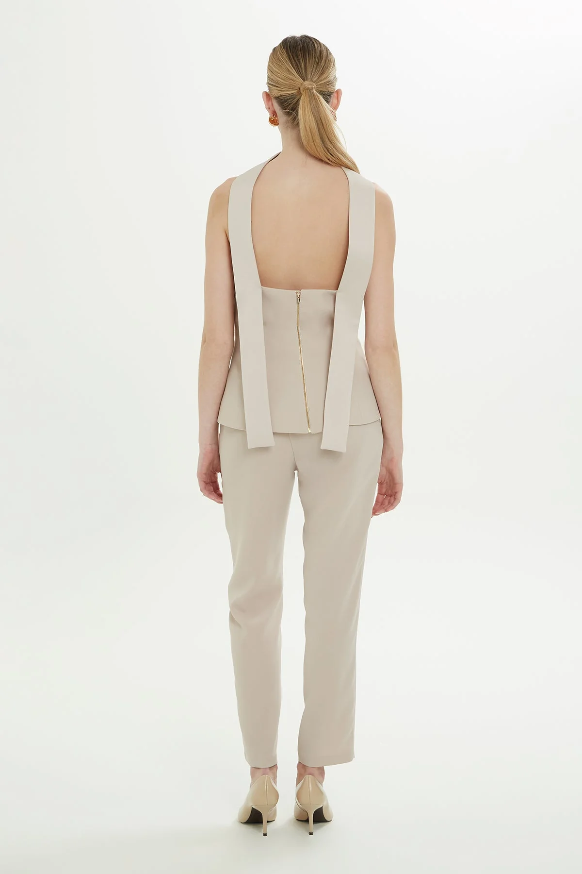 Beige Collar Detail Blouse - Image 4