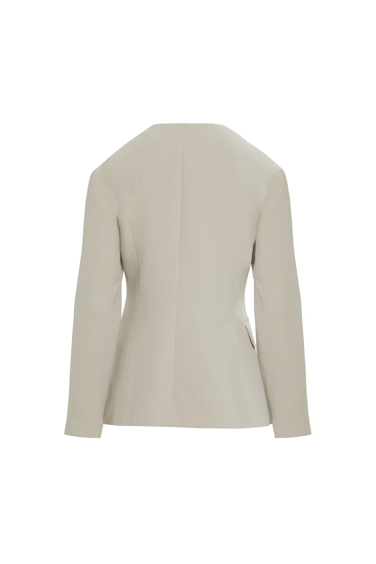 Beige Double-Breasted Brooch Jacket - Image 3