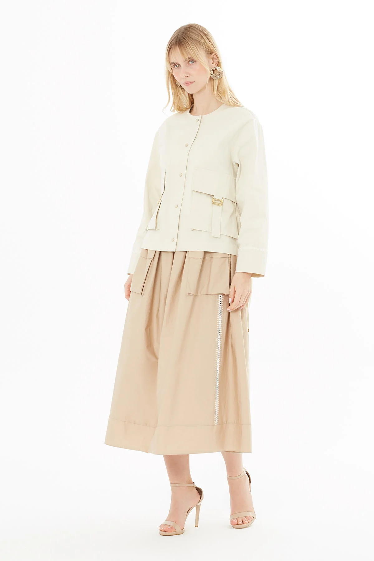 Beige Drawstring-Waist Jacket - Image 3