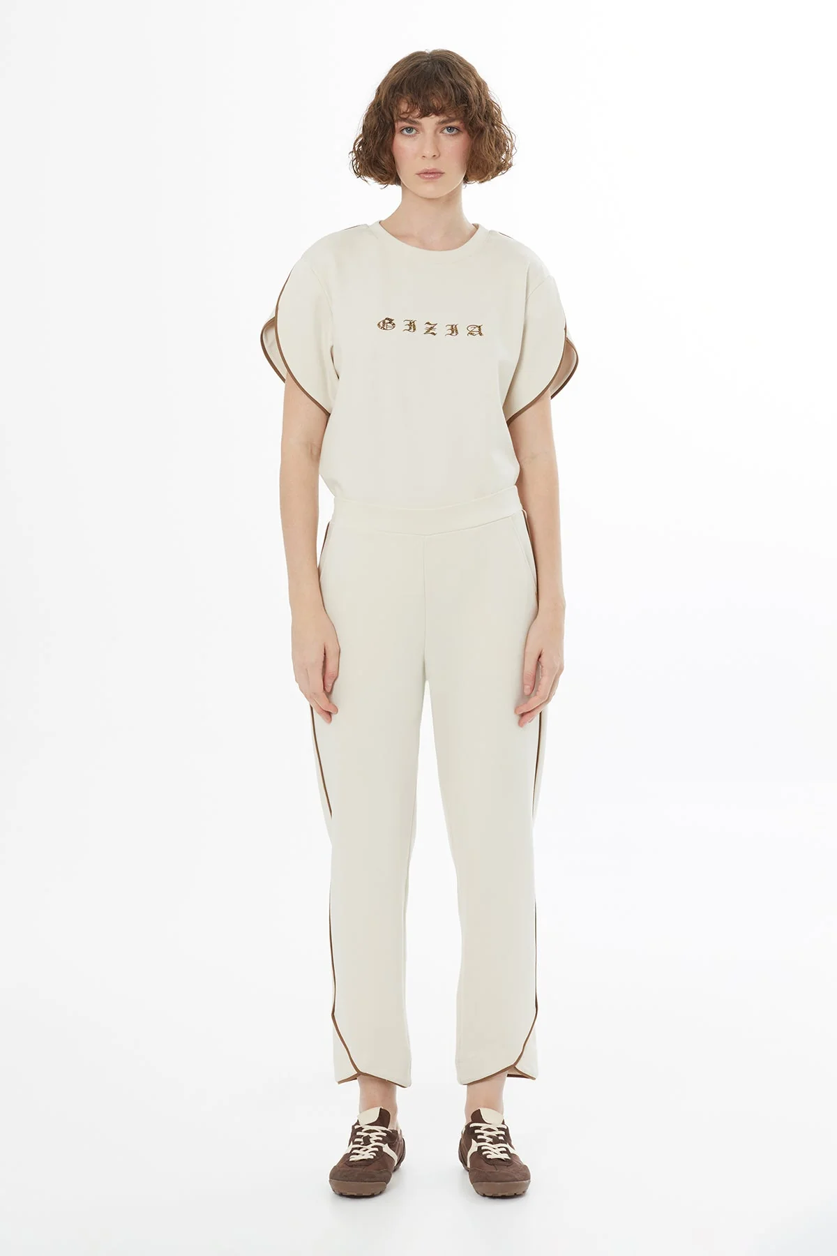 Beige Elasticated Waist Sweatpants