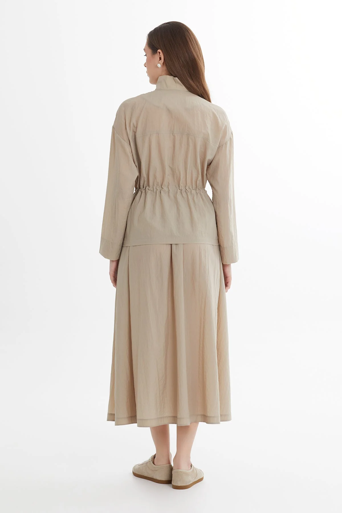 Beige Embroidered Jacket Skirt Set - Image 4