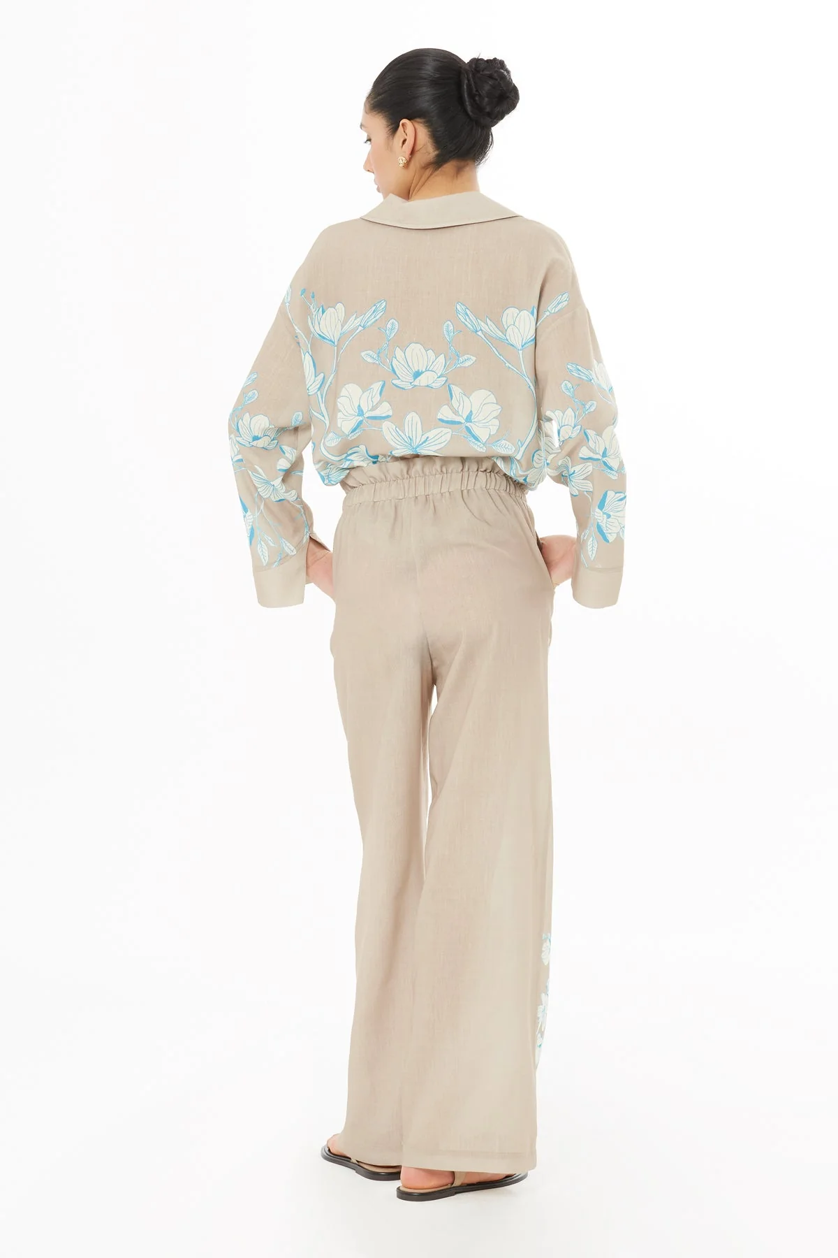 Beige Floral-Patterned Trousers - Image 4