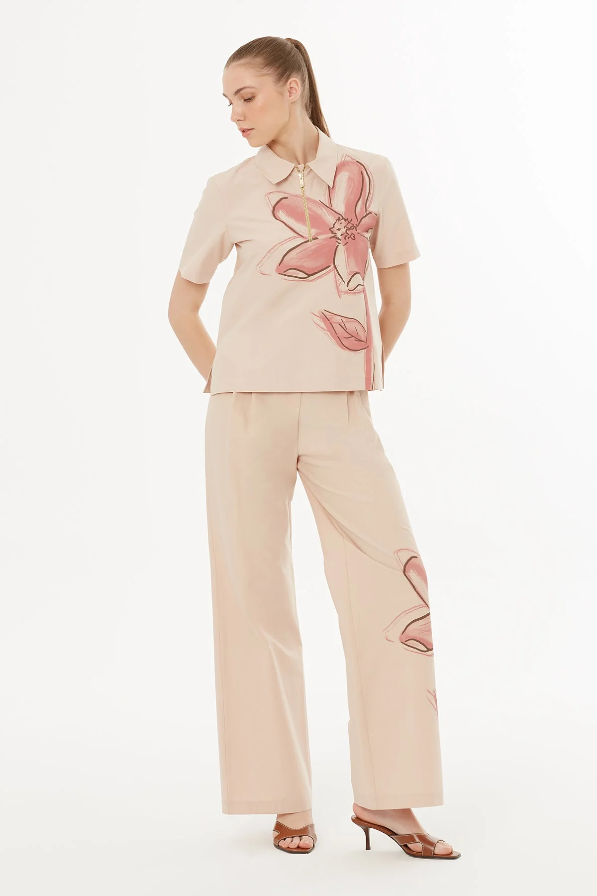 Beige Floral Print Blouse - Image 4