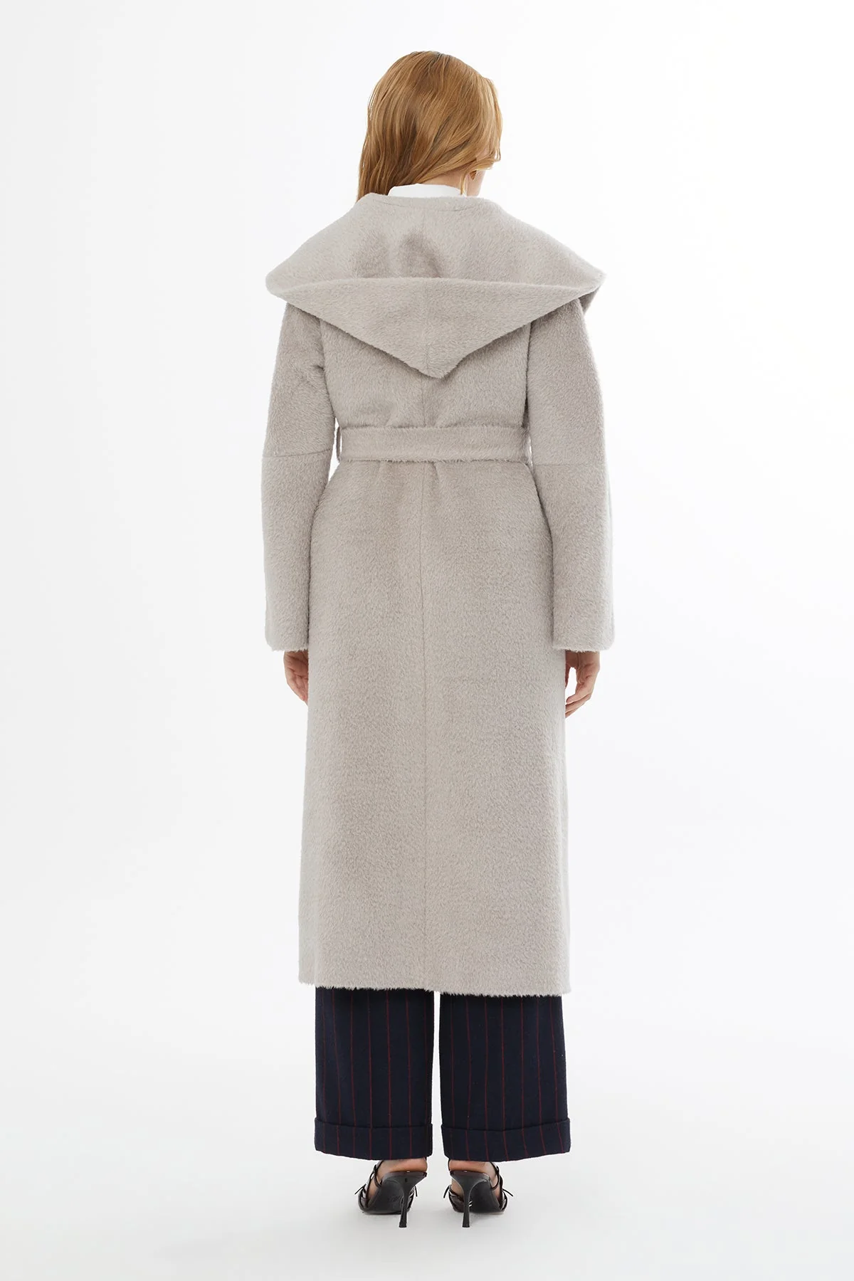 Beige Hooded Coat with Belt Closure - Image 4