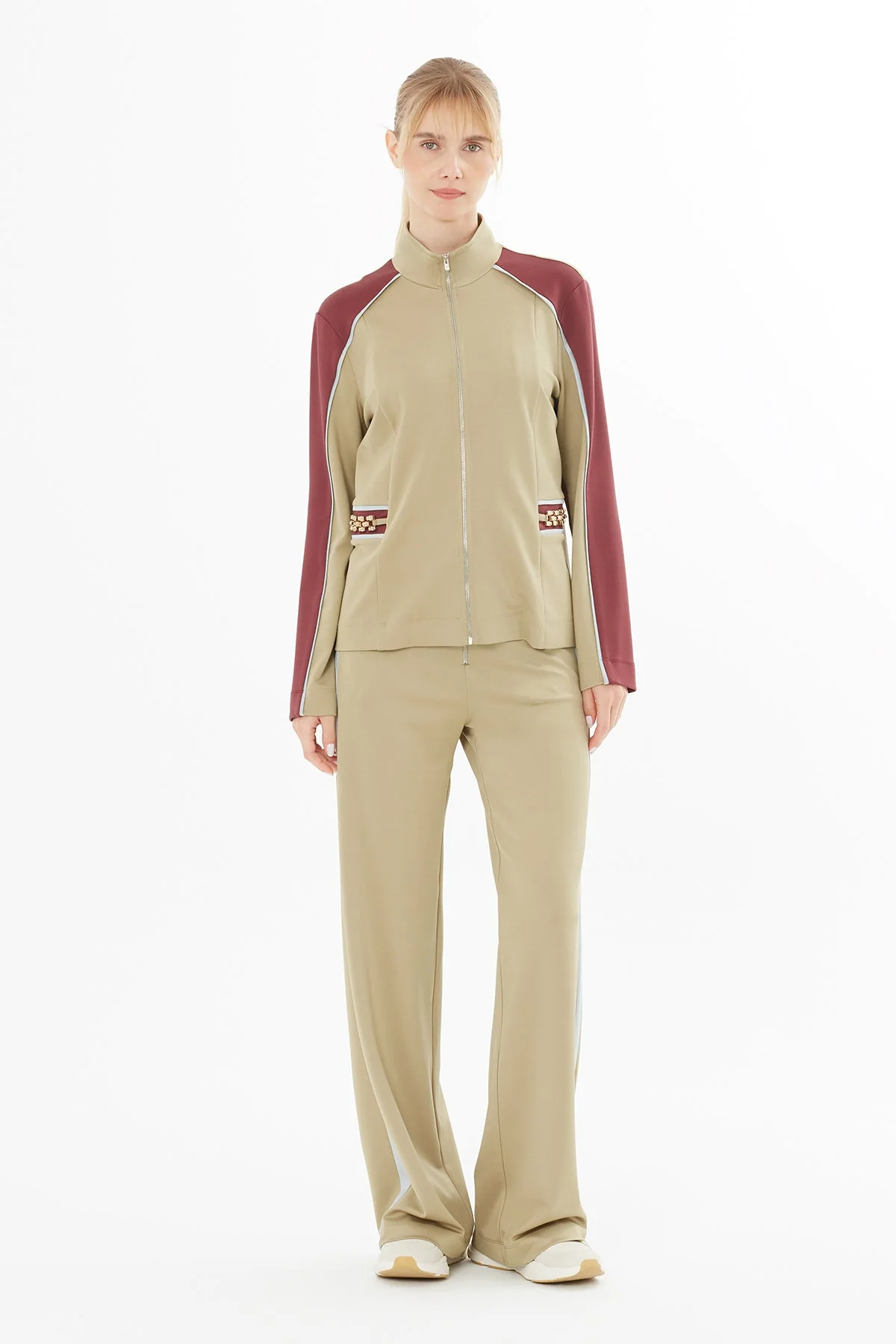 Beige Jacket with Accessory Details - Image 3