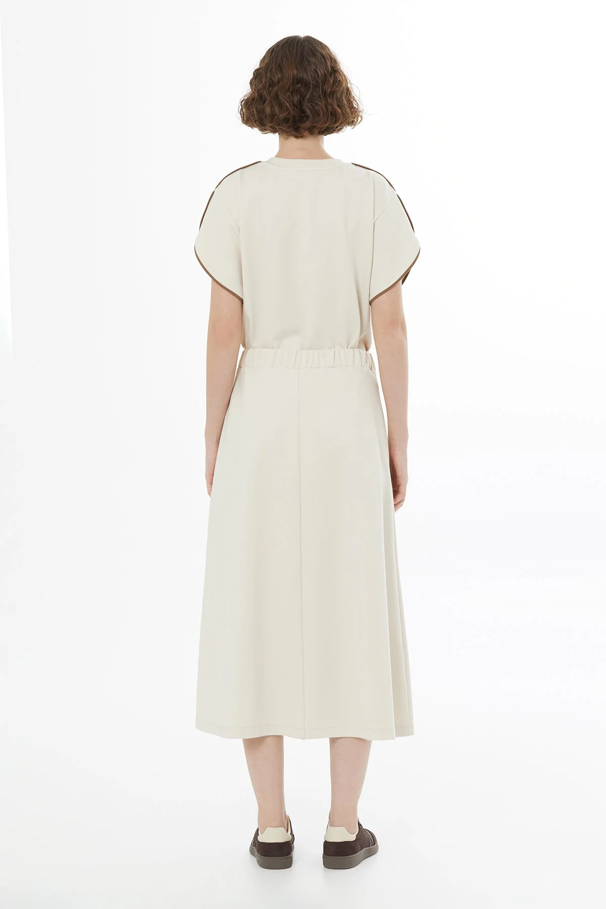 Beıge Logo Detail Gathered Skirt - Image 5