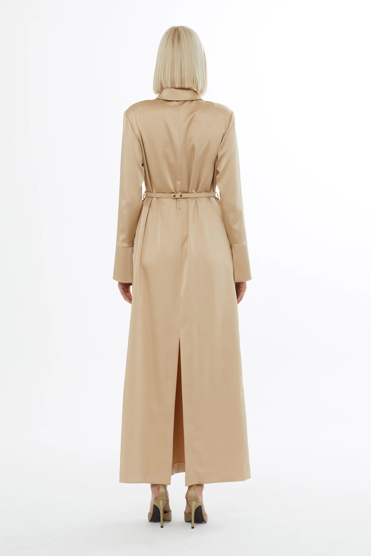 Beige Long-Sleeved Maxi Dress - Image 4