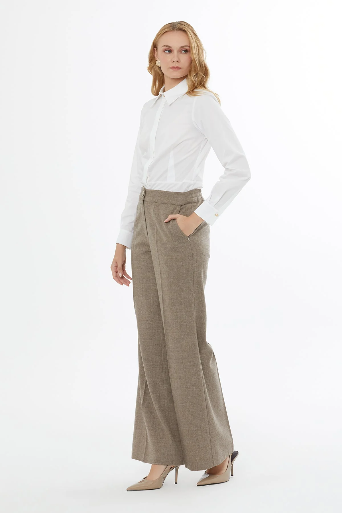 Beige Loose Trousers with Pockets - Image 3