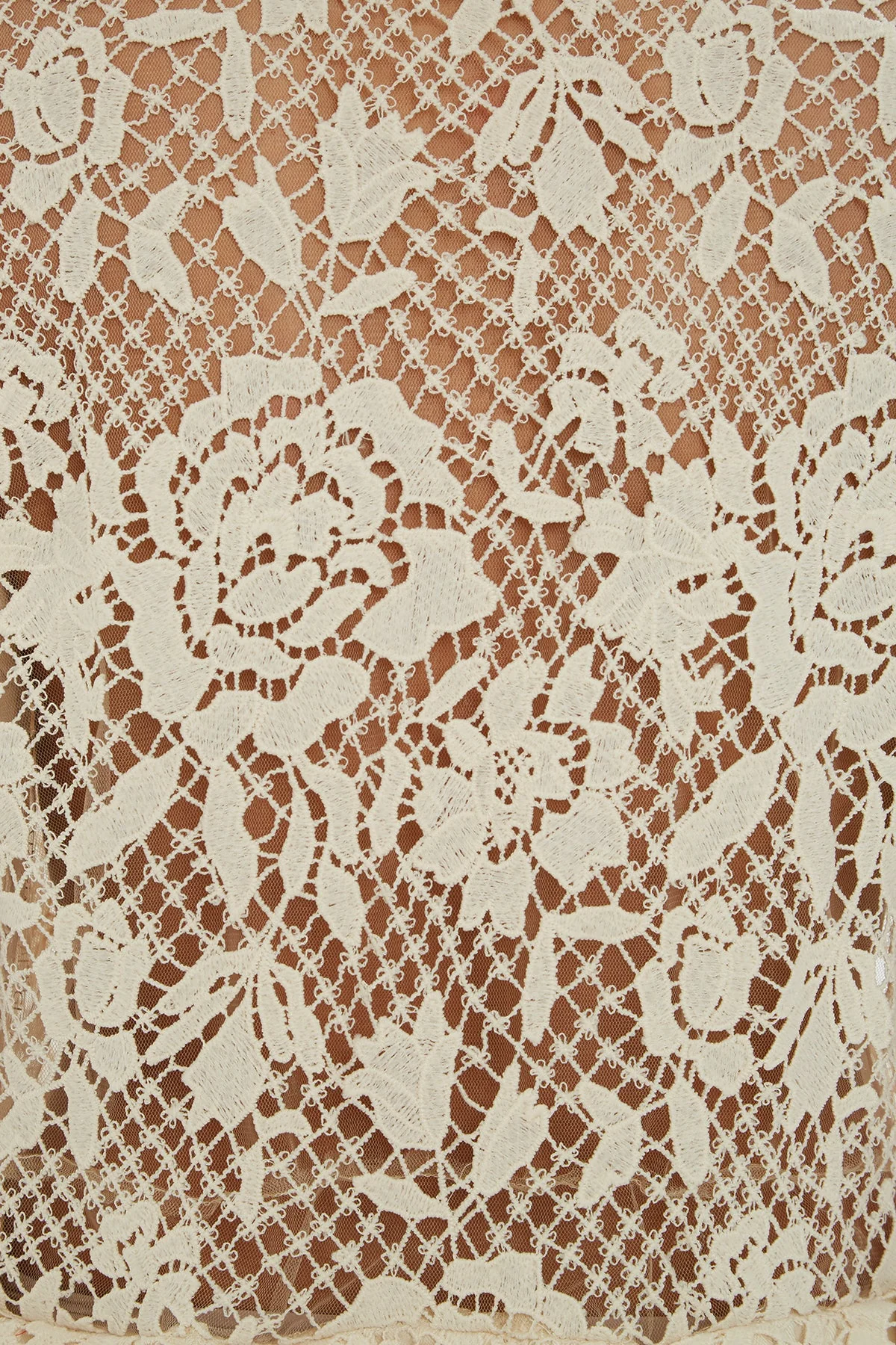 Beige Midi Dress with Lace Detail - Image 2