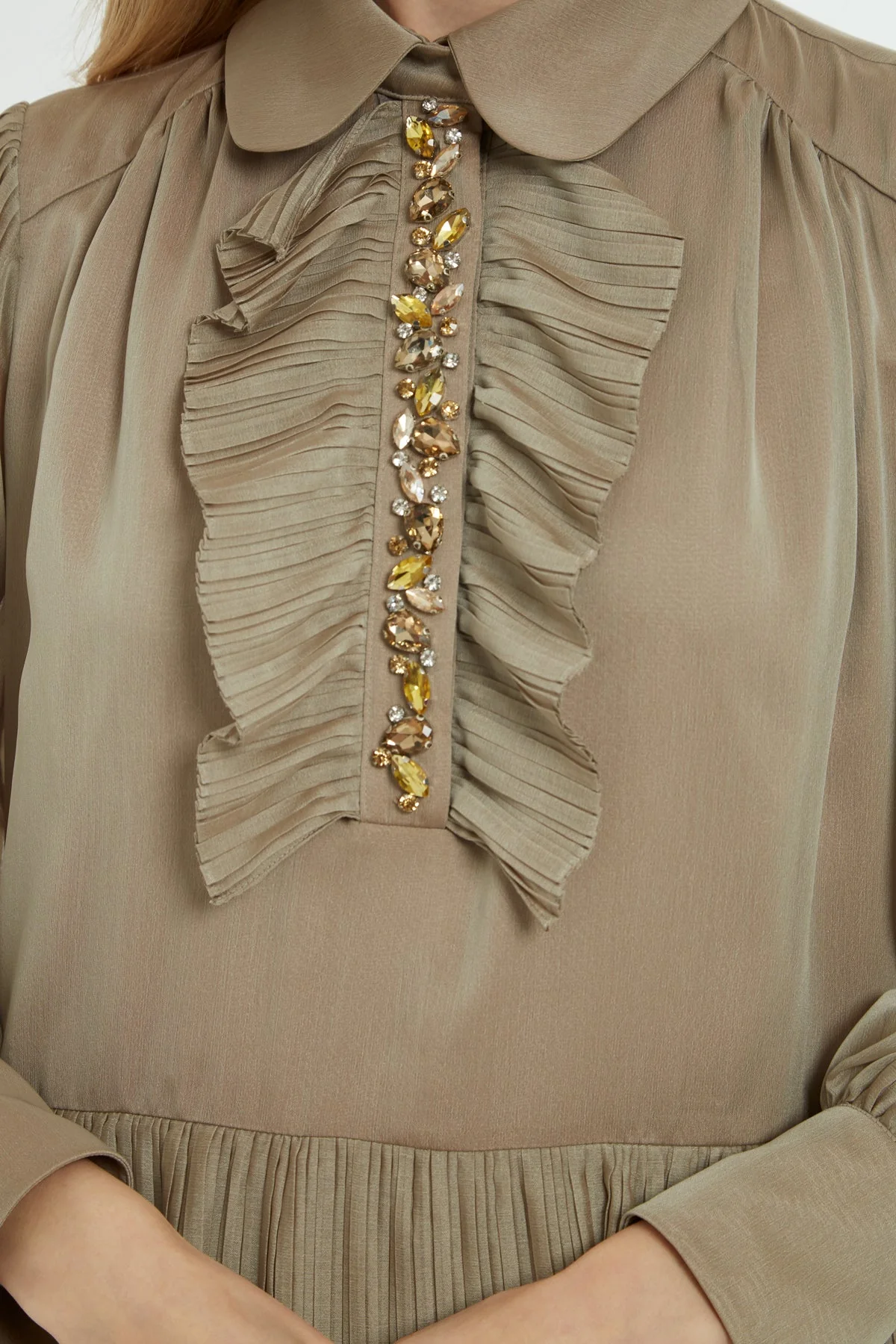 Beige Pleated Maxi Dress - Image 2