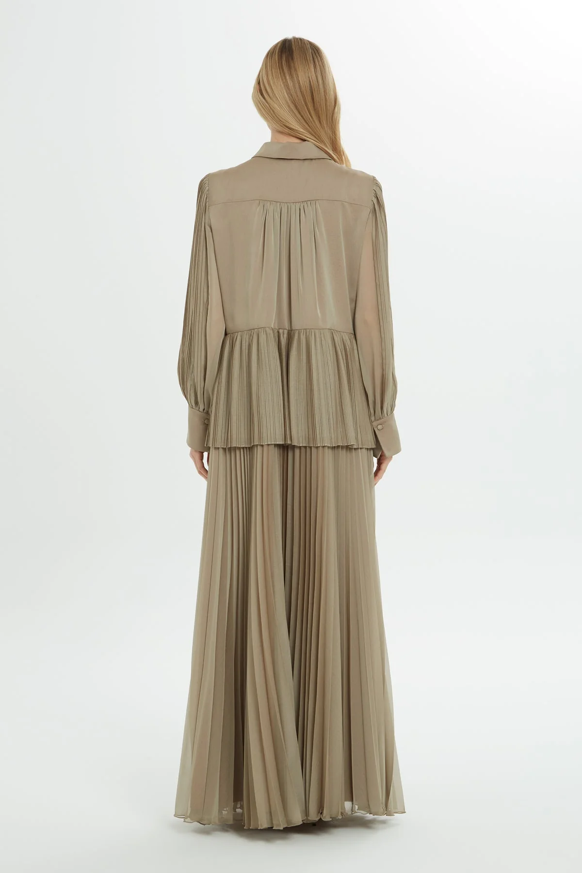 Beige Pleated Maxi Dress - Image 5