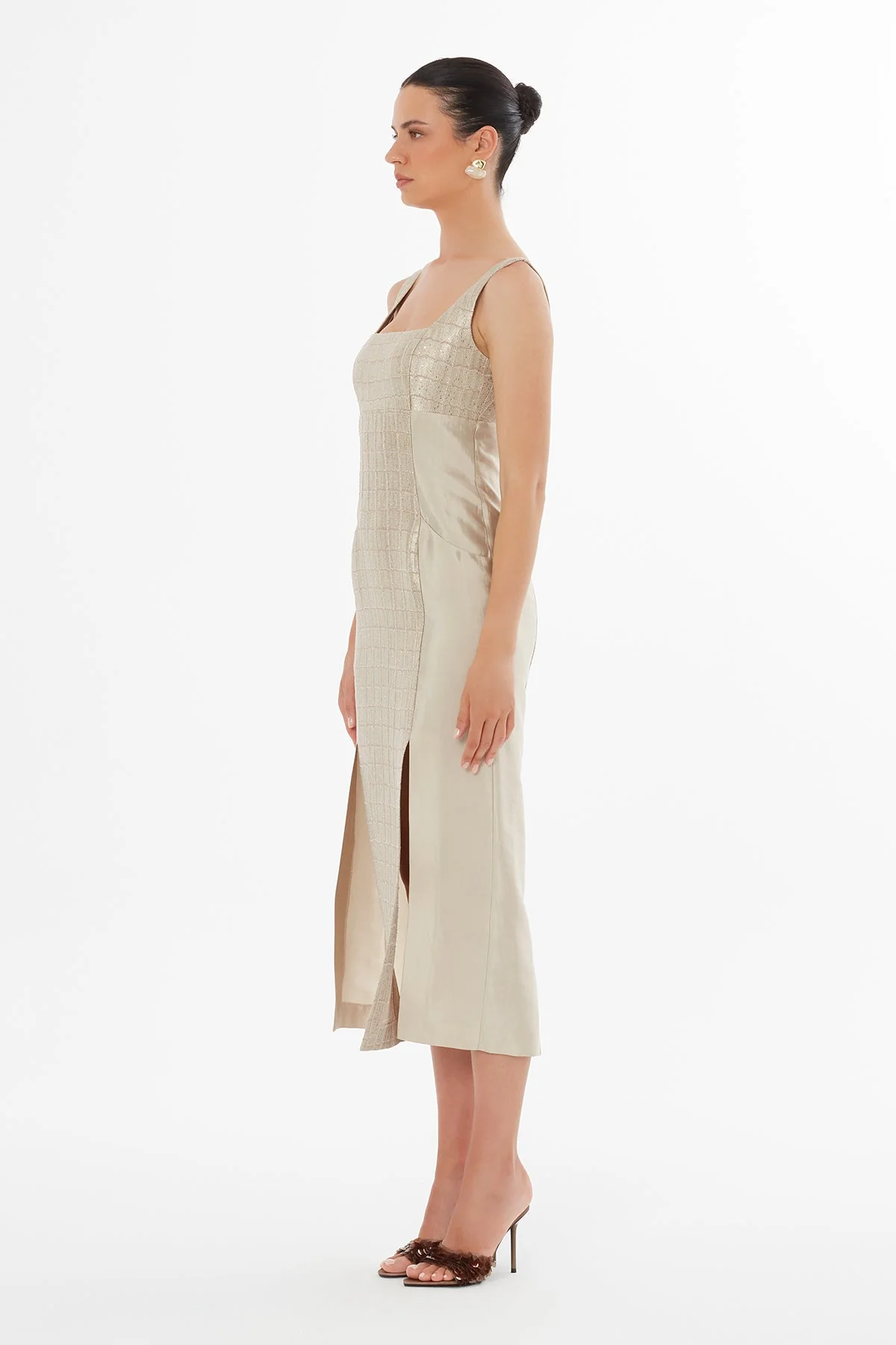 Beige Pocket Detail Square-Neck Maxi Dress - Image 4