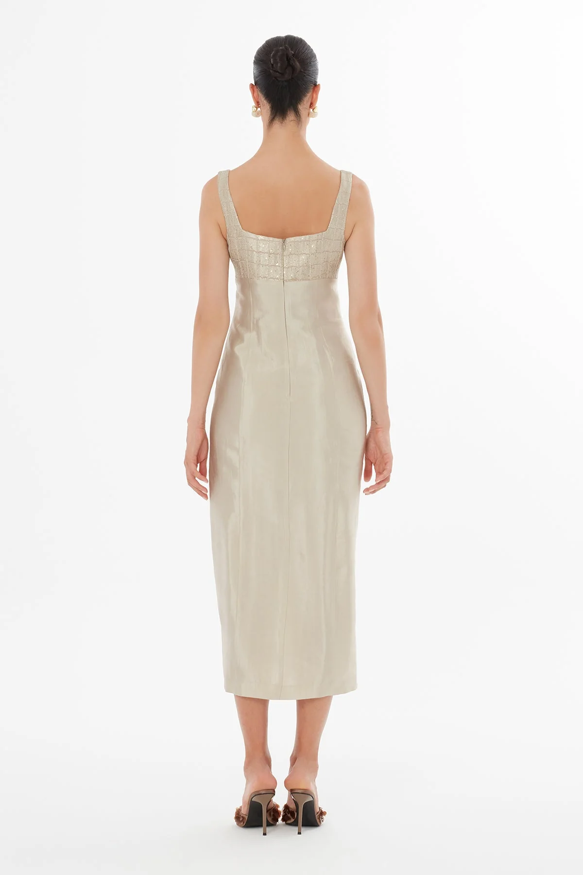Beige Pocket Detail Square-Neck Maxi Dress - Image 5