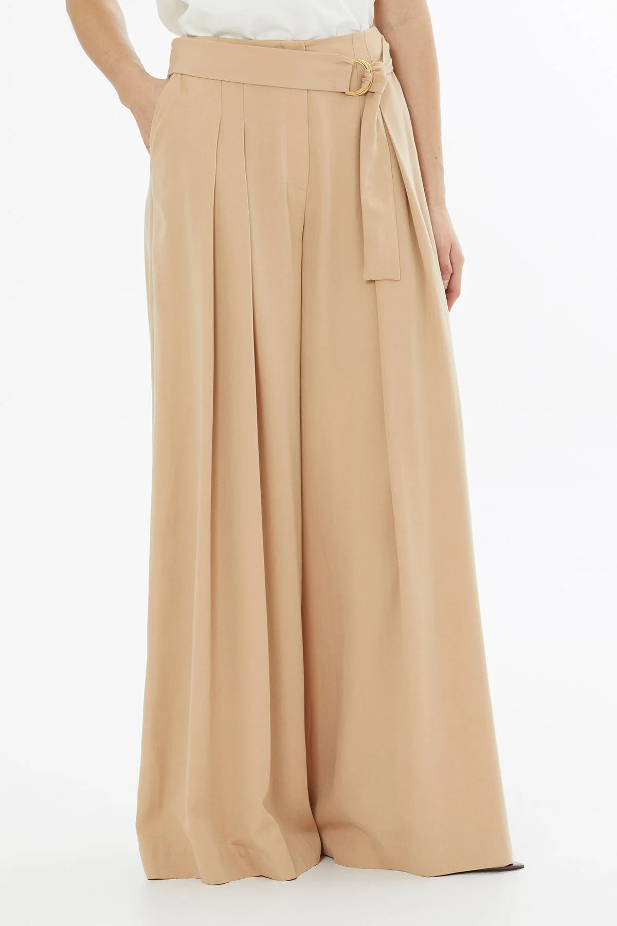 Beige Removable Belt Trousers - Image 2