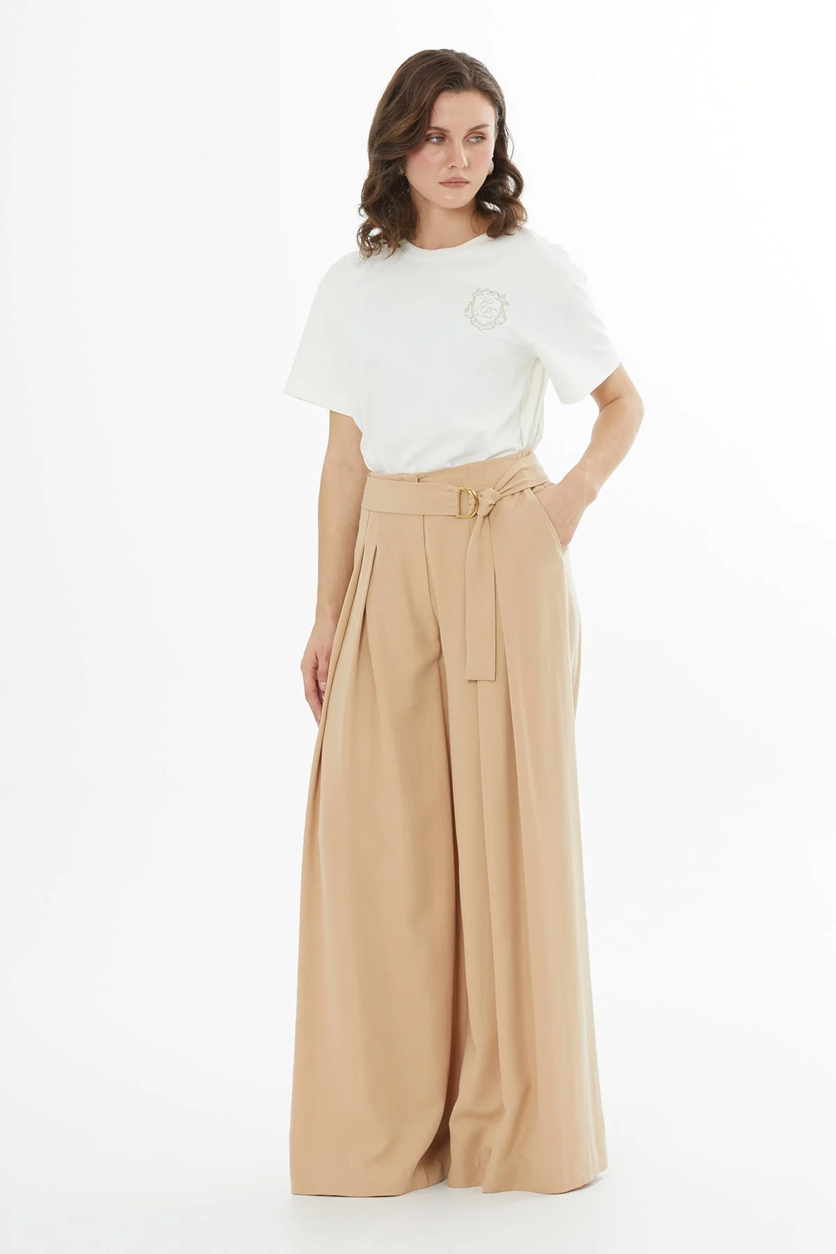 Beige Removable Belt Trousers - Image 4