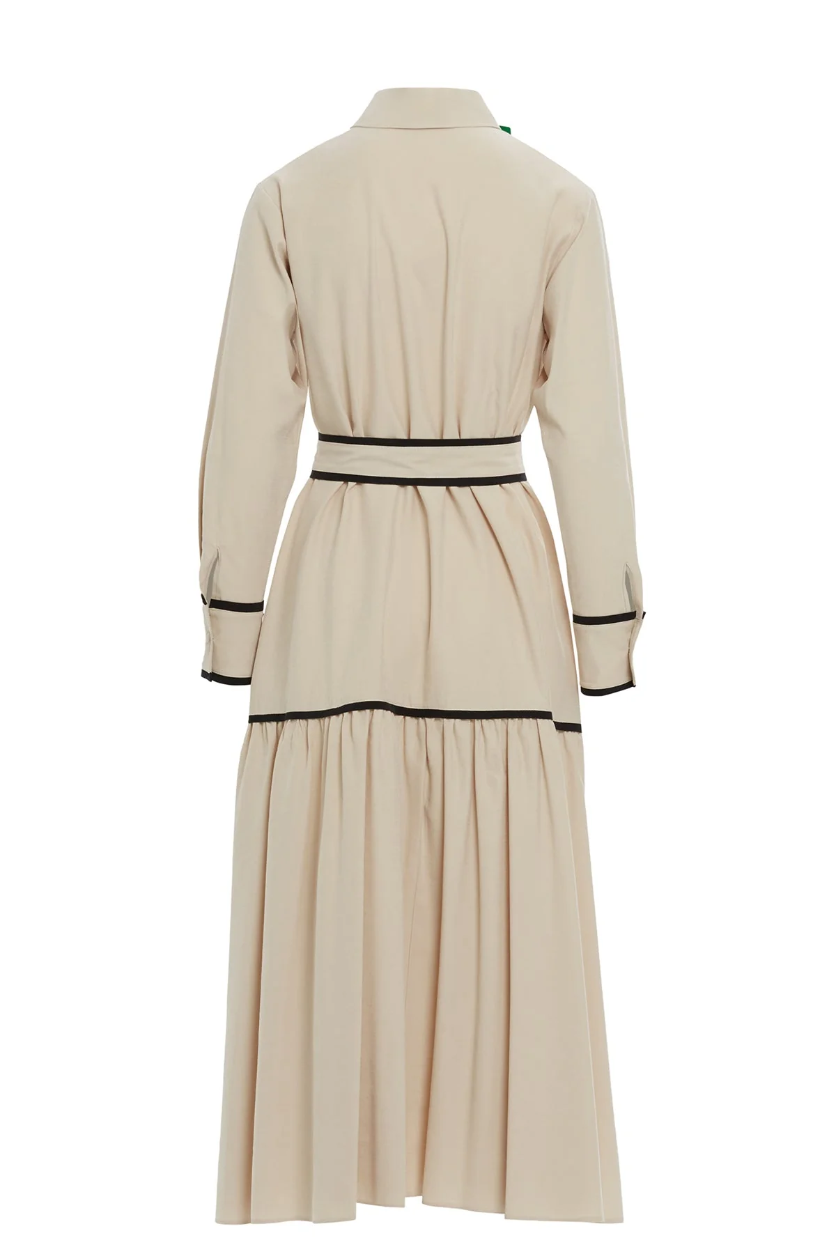 Beige Sash-Detail Pocketed Midi Dress - Image 3
