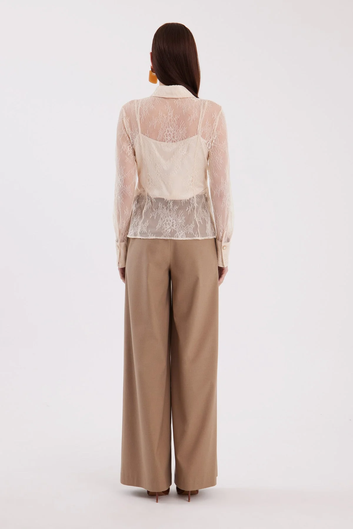 Beige Sheer Lace Shirt - Image 4