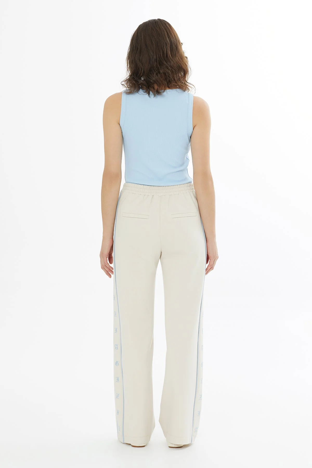 Beige Side Embroidered Detail Sweatpants - Image 5