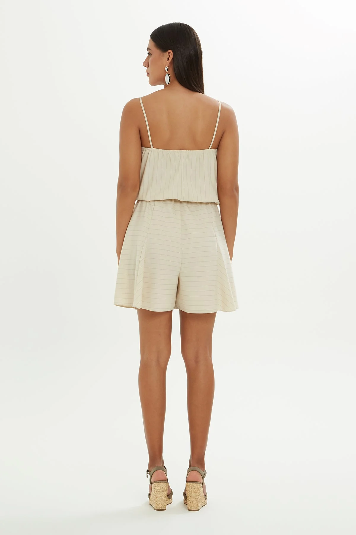 Beige Spaghetti-Strap Belted Jumpsuit - Image 4
