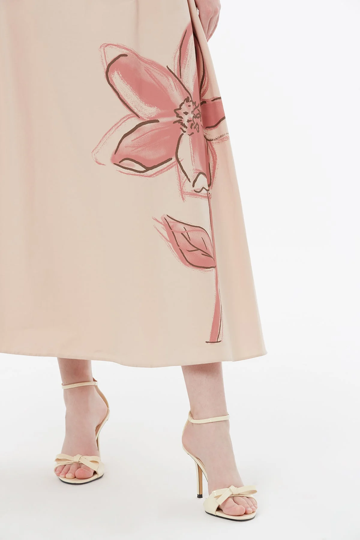 Beige Strappy Floral Print Midi Dress - Image 3