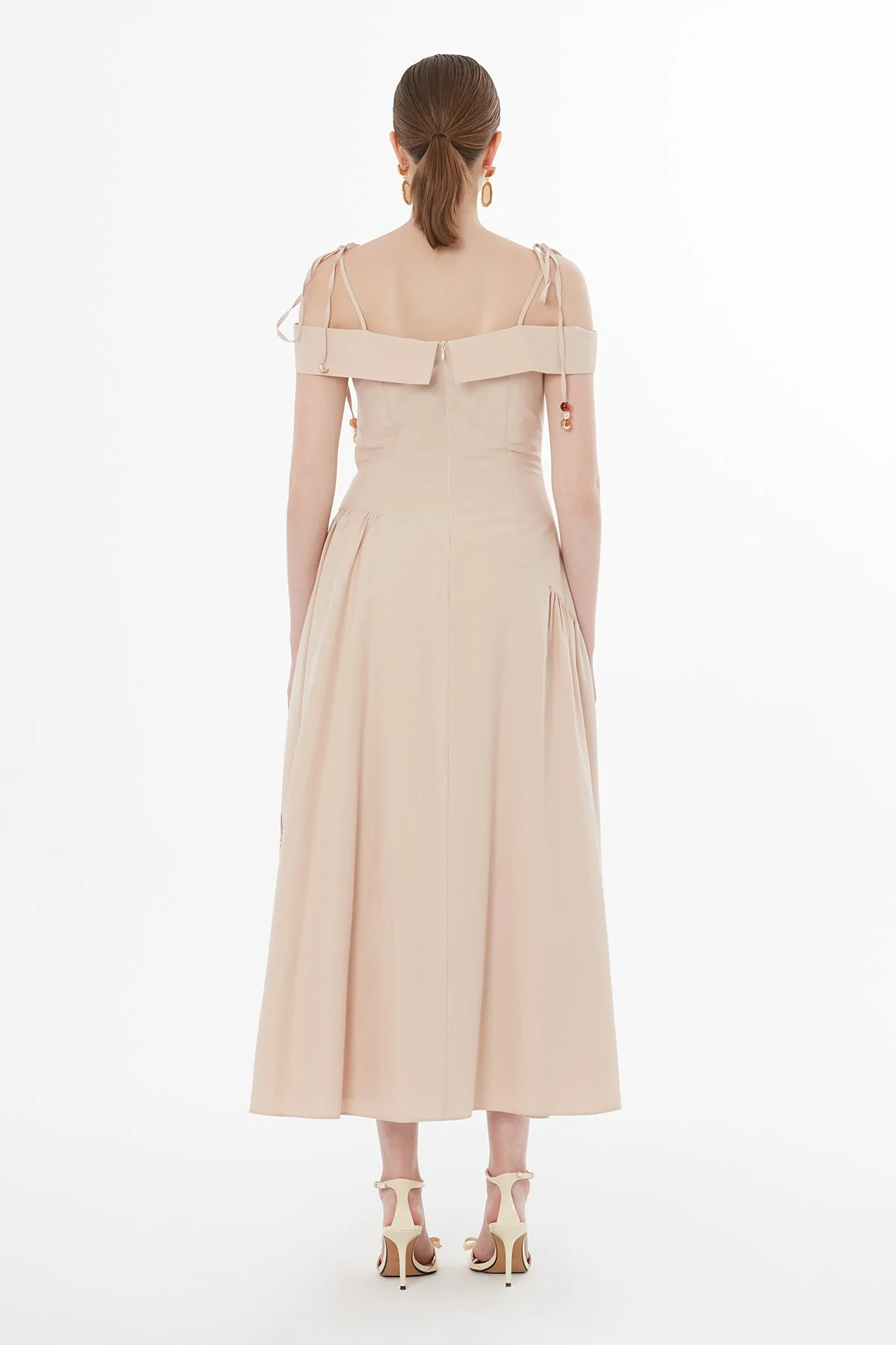 Beige Strappy Floral Print Midi Dress - Image 5
