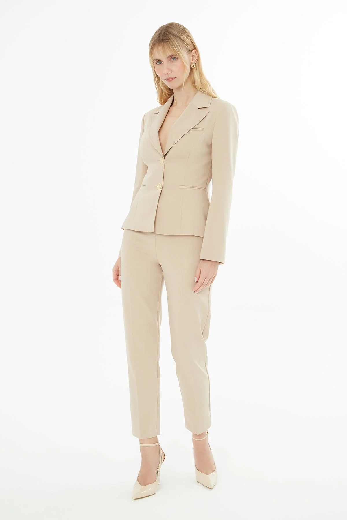 Beige Suit with Ankle-Length Trousers - Image 3