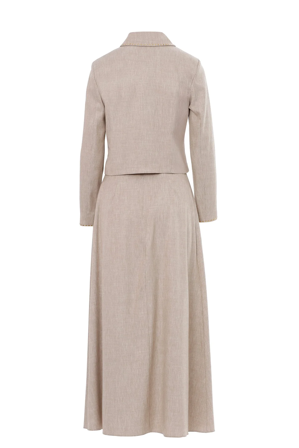 Beige Suit with Ruffled Skirt - Image 3