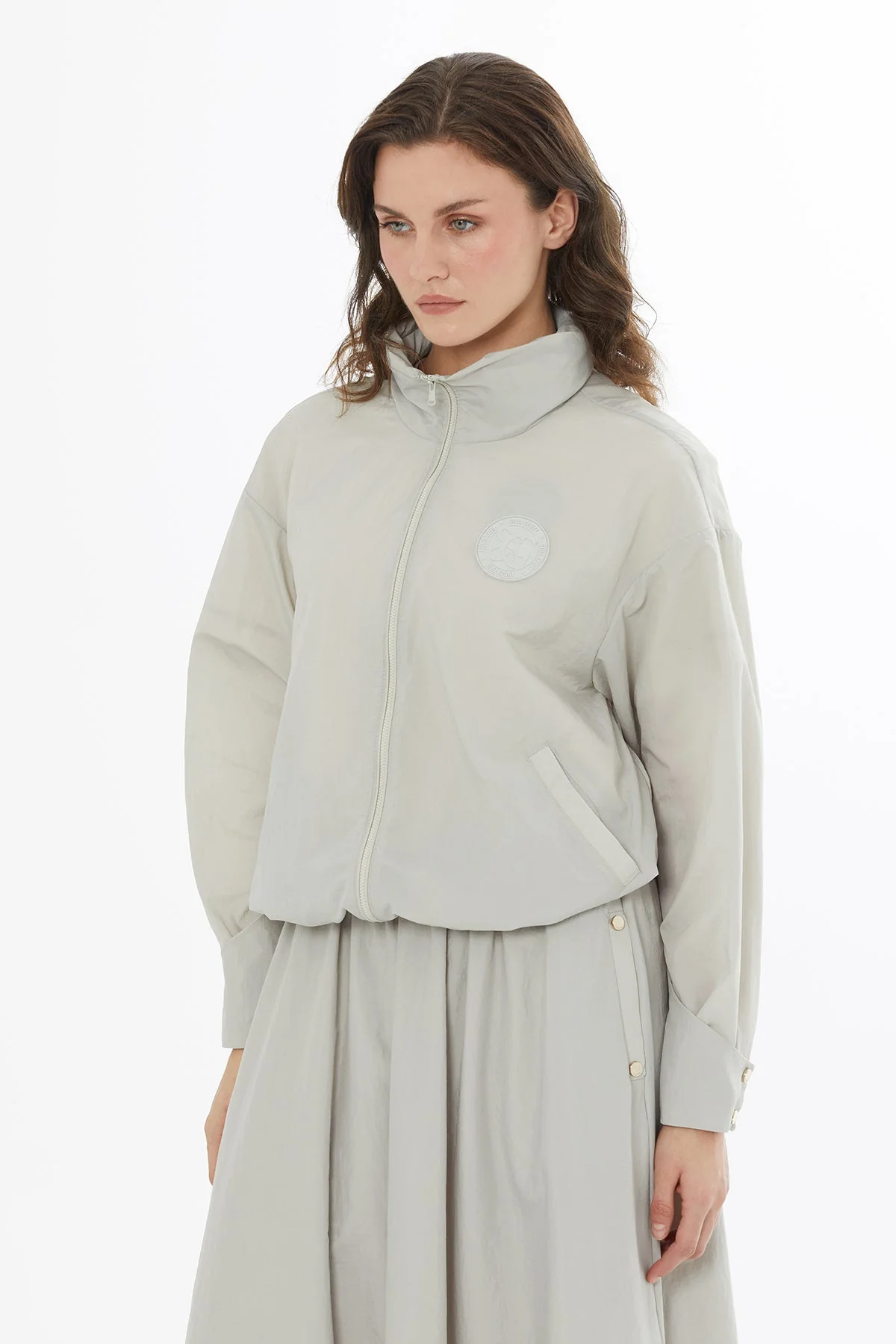 Beige Technical Fabric Rain Jacket - Image 2
