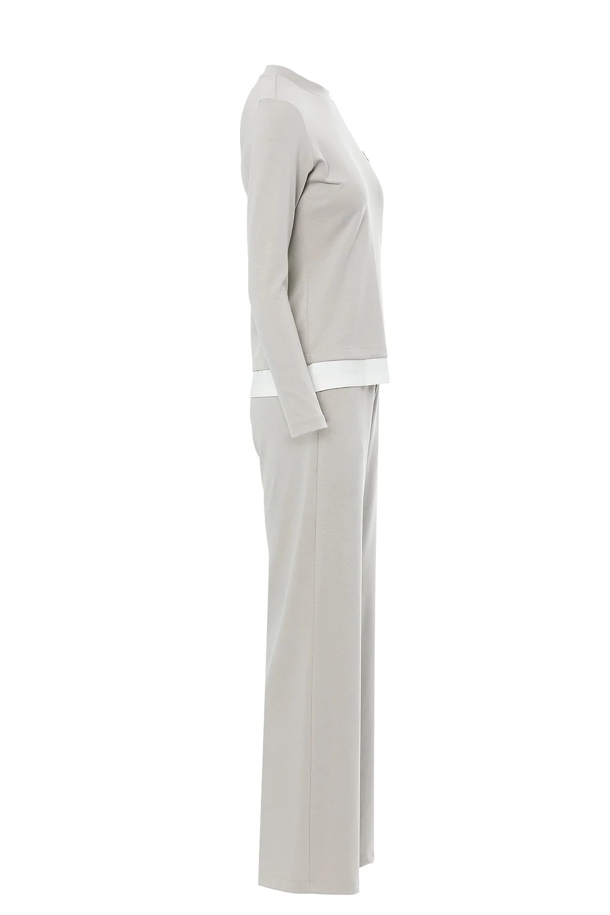 Beige Tracksuit Set with Elastic Waistband - Image 2
