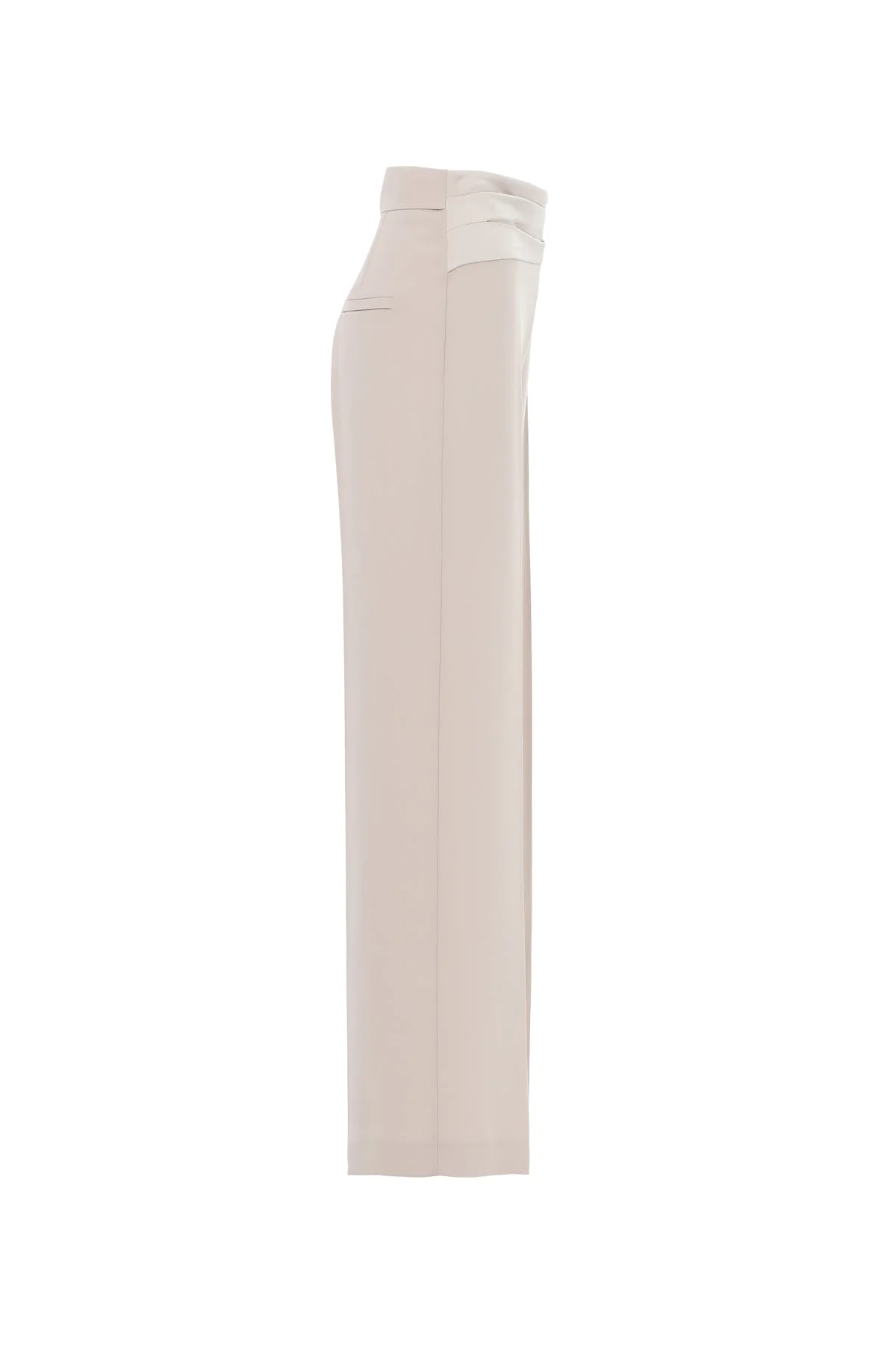 Beige Trousers with Folding Detail - Image 2