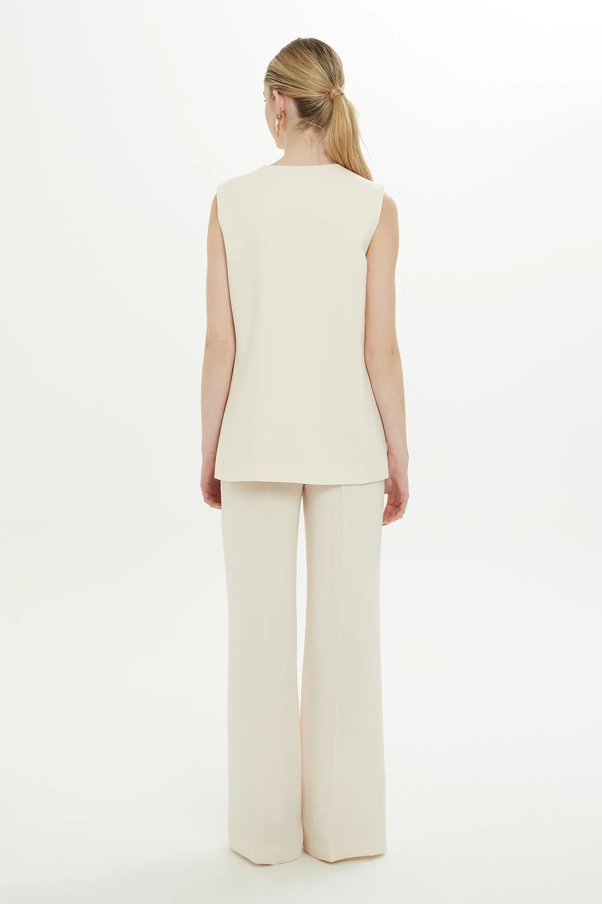 Beige V-Neck Lined Vest - Image 6