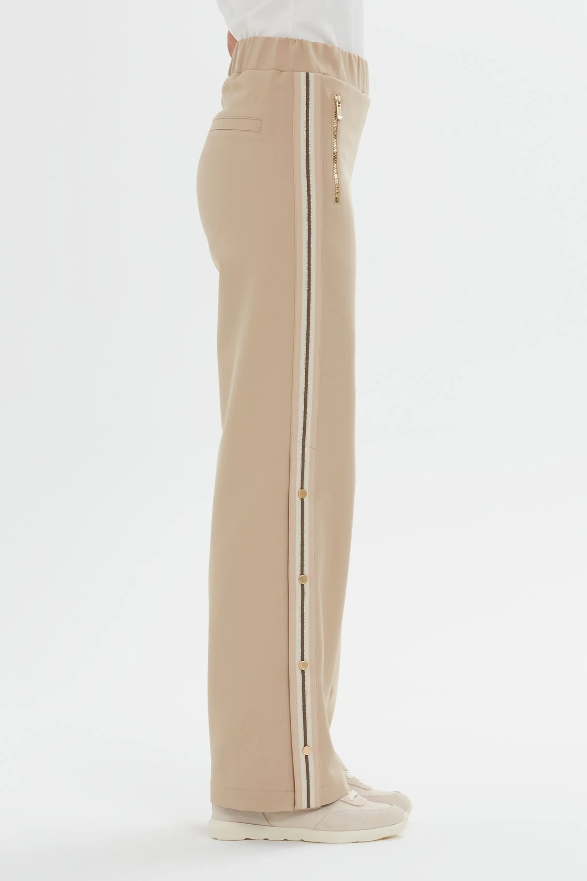 Beige Wide-Leg Sweatpants - Image 2